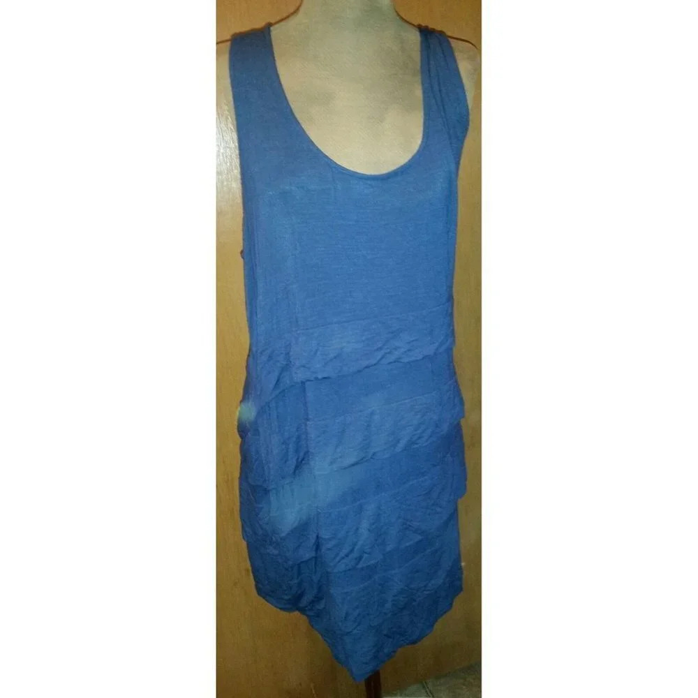 "A Pea In The Pod" Blue Maternity Sleeveless Tank Top with Ruffles Size Large